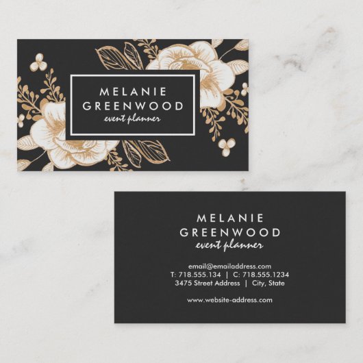 Handgeverfd Visitekaartje met goudverf vloer (Voorkant / Achterkant)