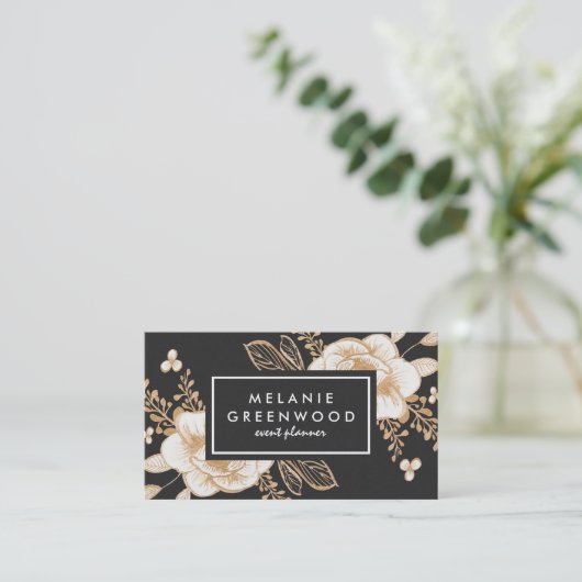 Handgeverfd Visitekaartje met goudverf vloer (Staand voorkant)