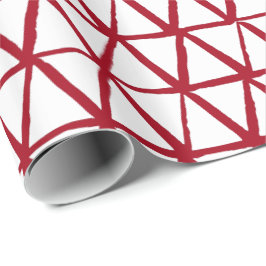 Handgeverfde driehoeken, wit en rood, Kerstmis, Cadeaupapier