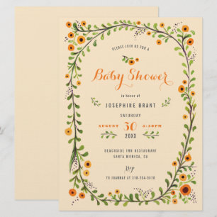 Handgeverfde Floral Sunflower Boho Baby shower Kaart