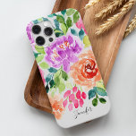 Handgeverfde heldere Waterverf iPhone 15 Pro Max Hoesje<br><div class="desc">Handgeschilderd,  helder gepersonaliseerd ontwerp van het Floral-patroon van de Waterverf.</div>