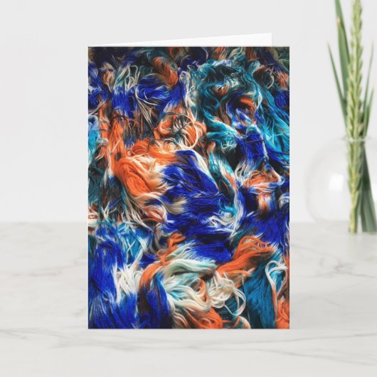 Handgeverfde Kingfisher Yarn Wenskaart Kaart (Voorkant)