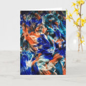 Handgeverfde Kingfisher Yarn Wenskaart Kaart (Gele Bloem)