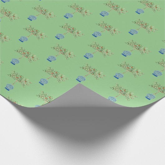 Handgeverfde Oranje boom Ginger Jar Jars Wrapping Cadeaupapier (Hoek)