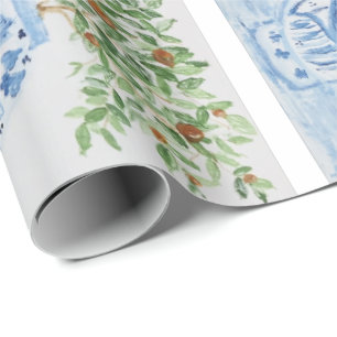 Handgeverfde Oranje gember boom Cadeaupapier