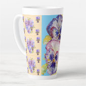 Handgeverfde Paarse Pansy Pansies florale latte Mo Latte Mok (Linkerhoek)