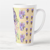 Handgeverfde Paarse Pansy Pansies florale latte Mo Latte Mok (Rechts)