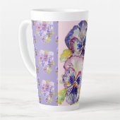 Handgeverfde Paarse Pansy Pansies florale latte Mo Latte Mok (Linkerhoek)