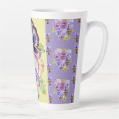 Handgeverfde Paarse Pansy Pansies florale latte Mo Latte Mok (Rechts)