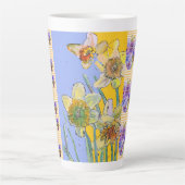 Handgeverfde Paarse Pansy Pansies florale latte Mo Latte Mok (Voorkant)