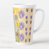 Handgeverfde Paarse Pansy Pansies florale latte Mo Latte Mok (Rechts)