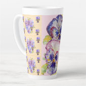 Handgeverfde Paarse Pansy Pansies florale latte Mo Latte Mok (Linkerhoek)