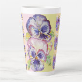 Handgeverfde Paarse Pansy Pansies florale latte Mo Latte Mok (Voorkant)