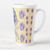 Handgeverfde Paarse Pansy Pansies florale latte Mo Latte Mok (Rechts)