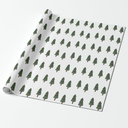 Handgeverfde pine kerstboom, bijtend, land cadeaupapier (Uitgerold)