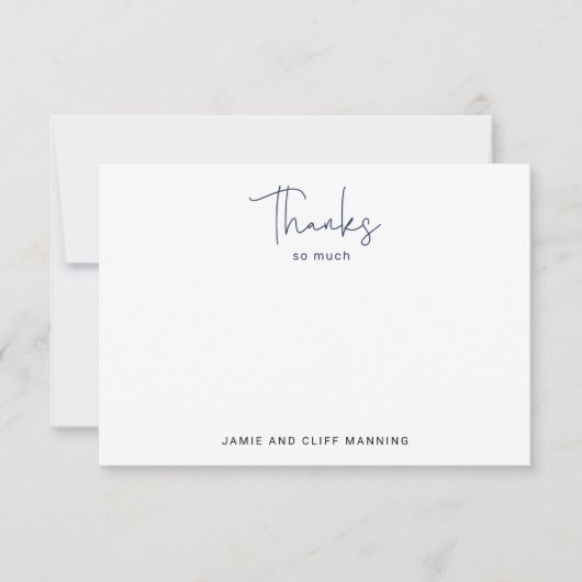 Handgeverfde script Bedankt zoveel marineblauw Notitiekaartje (Voorkant)