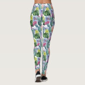 Handgeverfde Waterverf Cactus Patroon 2 Leggings (Achterkant)