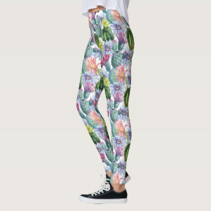 Handgeverfde Waterverf Cactus Patroon 2 Leggings