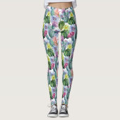 Handgeverfde Waterverf Cactus Patroon 2 Leggings (Voorkant)