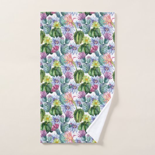 Handgeverfde Waterverf Cactus Patroon Bad Handdoek (Handdoek)