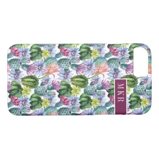 Handgeverfde Waterverf Cactus Patroon Case-Mate iPhone Case (Achterkant (Horizontaal))