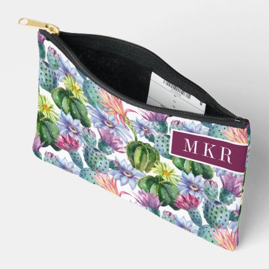 Handgeverfde Waterverf Cactus Patroon Etui (Open)