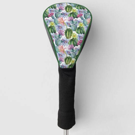 Handgeverfde Waterverf Cactus Patroon Golfheadcover (Voorkant)