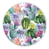 Handgeverfde Waterverf Cactus Patroon Keramische Knop (Voorkant)