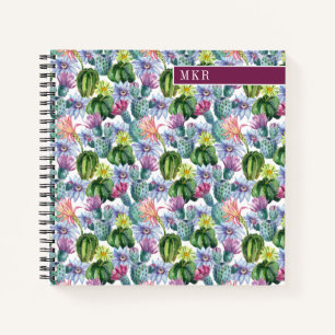 Handgeverfde Waterverf Cactus Patroon Notitieboek