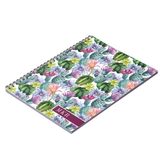 Handgeverfde Waterverf Cactus Patroon Notitieboek (Linkerzijde)