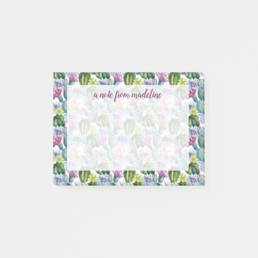 Handgeverfde Waterverf Cactus Patroon Post-it® Notes (Voorkant)
