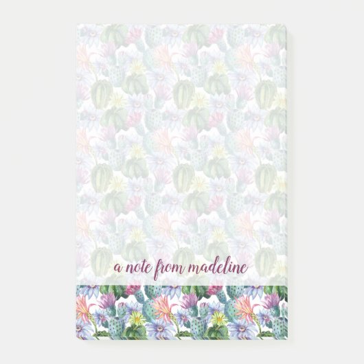 Handgeverfde Waterverf Cactus Patroon Post-it® Notes (Voorkant)