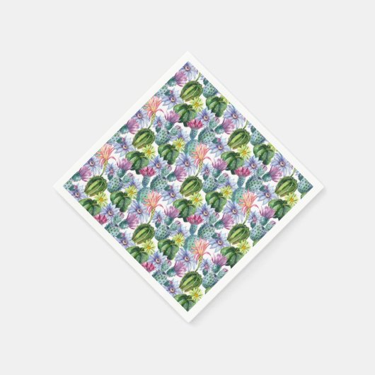Handgeverfde Waterverf Cactus Patroon Servet (Hoek)