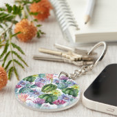 Handgeverfde Waterverf Cactus Patroon Sleutelhanger (Voorkant Rechts)