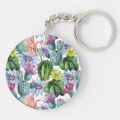 Handgeverfde Waterverf Cactus Patroon Sleutelhanger (Achterkant)