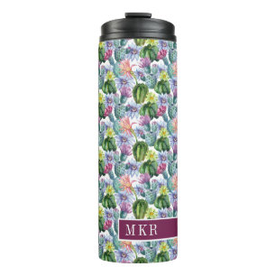 Handgeverfde Waterverf Cactus Patroon Thermosbeker