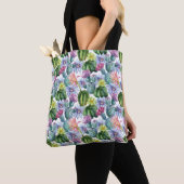 Handgeverfde Waterverf Cactus Patroon Tote Bag (Dichtbij)