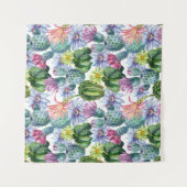 Handgeverfde Waterverf Cactus Patroon Wandkleed (Voorkant)