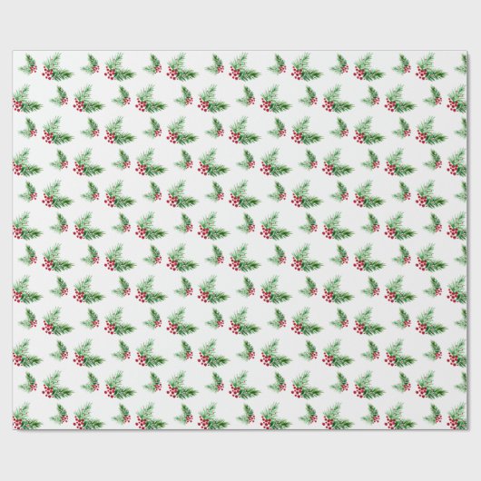 Handgeverfde Waterverf Pijn Wreater, rode bessen Cadeaupapier (Vlak)