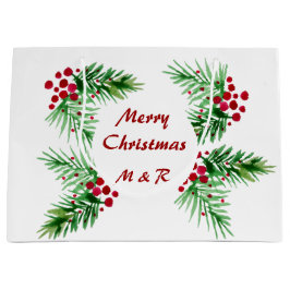 Handgeverfde Waterverf Pijn Wreater, rode bessen Groot Cadeauzakje