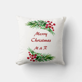 Handgeverfde Waterverf Pijn Wreater, rode bessen Kussen