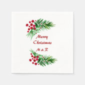 Handgeverfde Waterverf Pijn Wreater, rode bessen Servet (Voorkant)