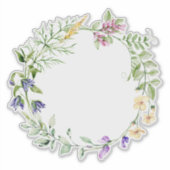 Handgeverfde Waterverf Wilde bloemen met Lijst Sticker (Voorkant)