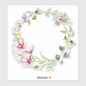 Handgeverfde Waterverf Wilde bloemen met Lijst Sticker (Vel)