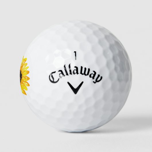 Handgeverfde Waterverf zonnebloem 2 Golfbalken Golfballen (Logo)