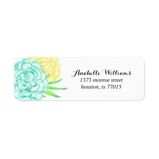 Handgeverfde Waterverven bloemen Etiket (Voorkant)