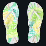 Handgeverfde Waterverven bloemen Teenslippers<br><div class="desc">Girly and sweet watercolor flowers in aqua and yellow perfect for spring,  summer,  as well as for bride,  bridesmaids,  mother of the bride,  mother of the groom,  maid of honor,  flower girl gifts,  and more!</div>