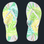 Handgeverfde Waterverven bloemen Teenslippers<br><div class="desc">Girly and sweet watercolor flowers in aqua and yellow perfect for spring,  summer,  as well as for bride,  bridesmaids,  mother of the bride,  mother of the groom,  maid of honor,  flower girl gifts,  and more!</div>