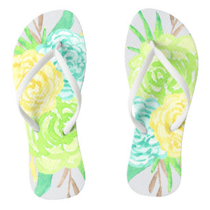 Handgeverfde Waterverven bloemen Teenslippers