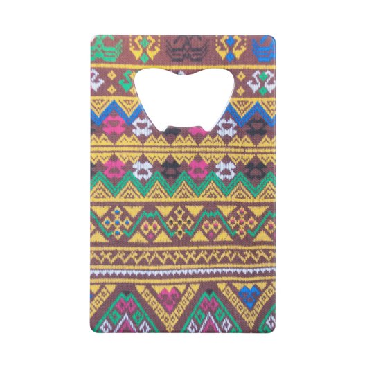 Handgeweven Thai Silk Patroon Creditkaart Flessenopener (Voorkant)